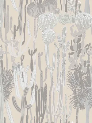 Cactus Patch Grey Mirage Wallpaper by Urban Road, a Wallpaper for sale on Style Sourcebook