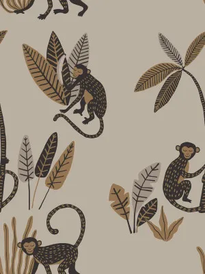 Monkey Mischief Brown Cocoa Wallpaper by Urban Road, a Wallpaper for sale on Style Sourcebook