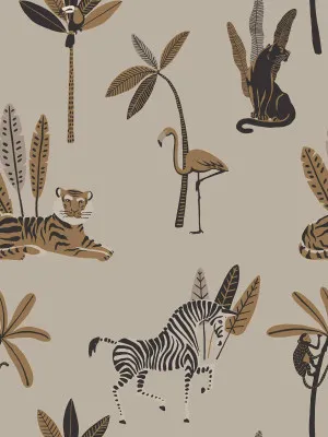 Jungle Party Brown Sand Wallpaper by Urban Road, a Wallpaper for sale on Style Sourcebook