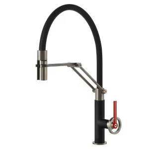 Gessi Officine V Semi-Professional Spray Kitchen Mixer Tap Matte Black 60205-599 by Gessi, a Kitchen Taps & Mixers for sale on Style Sourcebook