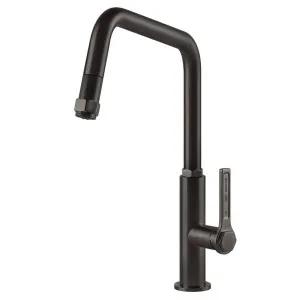 Gessi Officine Pull out Kitchen Mixer Tap Brushed Black 60053-707 by Gessi, a Kitchen Taps & Mixers for sale on Style Sourcebook