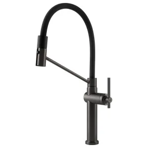 Gessi Habito Semi-Professional Spray Kitchen Mixer Tap Brushed Black 60664-707 by Gessi, a Kitchen Taps & Mixers for sale on Style Sourcebook