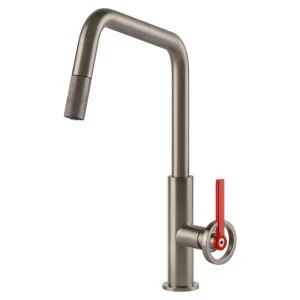 Gessi Officine V Pull out Kitchen Mixer Tap Brushed Nickel 60203-149 by Gessi, a Kitchen Taps & Mixers for sale on Style Sourcebook