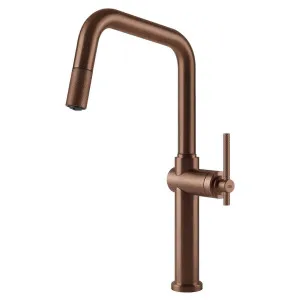 Gessi Habito Pull Out Kitchen Mixer Tap Brushed Copper 60652-708 by Gessi, a Kitchen Taps & Mixers for sale on Style Sourcebook