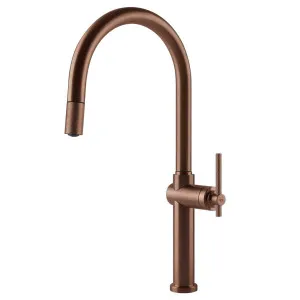 Gessi Habito Pull Out Kitchen Mixer Tap Brushed Copper 60672-708 by Gessi, a Kitchen Taps & Mixers for sale on Style Sourcebook