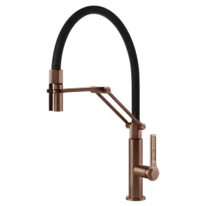 Gessi Officine Semi-Professional Spray Kitchen Mixer Tap Brushed Copper 60055-708 by Gessi, a Kitchen Taps & Mixers for sale on Style Sourcebook