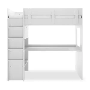 Hann Kids Single Loft Bed Desk Storage in White by Luxo Furniture, a Kids Beds & Bunks for sale on Style Sourcebook