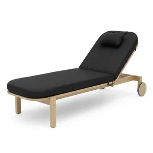Zyra Hardwood Reclining Sun Lounger with Cushion in Black by Luxo Outdoors, a Outdoor Sunbeds & Daybeds for sale on Style Sourcebook