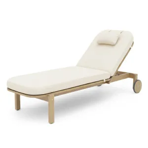 Zyra Hardwood Reclining Sun Lounger with Cushion in Cream by Luxo Outdoors, a Outdoor Sunbeds & Daybeds for sale on Style Sourcebook