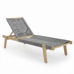 Aureli Hardwood Acacia Reclining Sun Lounger in Light Grey by Luxo Outdoors, a Outdoor Sunbeds & Daybeds for sale on Style Sourcebook