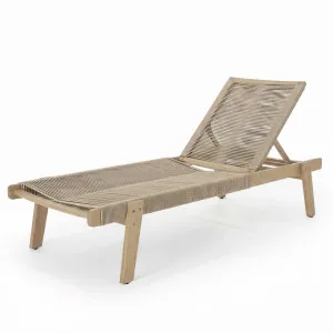 Aureli Hardwood Acacia Reclining Sun Lounger in Beige by Luxo Outdoors, a Outdoor Sunbeds & Daybeds for sale on Style Sourcebook