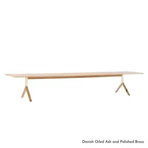 De La Espada Overton Table in Oak Timber with Brass Base 395MKB by De La Espada, a Dining Tables for sale on Style Sourcebook