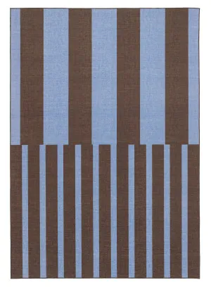 Luz Deep Cocoa and Vivid Blue Striped Indoor Outdoor Rug by Miss Amara, a Contemporary Rugs for sale on Style Sourcebook