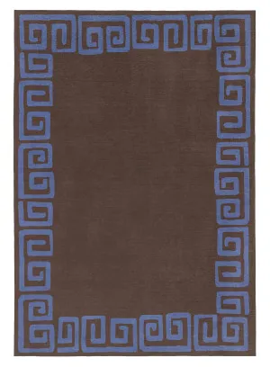 Callista Deep Chocolate and Vivid Blue Geometric Indoor Outdoor Rug by Miss Amara, a Contemporary Rugs for sale on Style Sourcebook