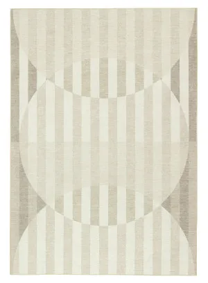 Icarus Soft Sand and Warm Taupe Abstract Circle Indoor Outdoor Rug by Miss Amara, a Contemporary Rugs for sale on Style Sourcebook