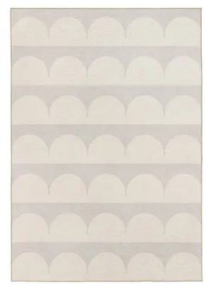 Isolde Beige and Light Grey Arch Stripe Indoor Outdoor Rug by Miss Amara, a Contemporary Rugs for sale on Style Sourcebook