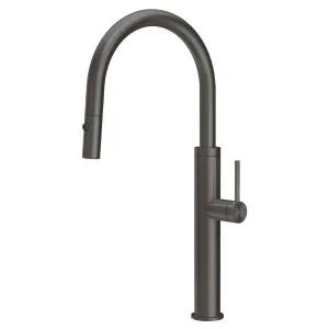 Gessi 316 Smooth Gooseneck Pull Out Spray Mixer Tap Brushed Black 60022-707 by Gessi, a Kitchen Taps & Mixers for sale on Style Sourcebook