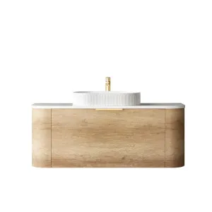 Bondi 1200mm Natural Oak Wall Hung Curve Vanity with Pure White Top by Otti Australia, a Vanities for sale on Style Sourcebook