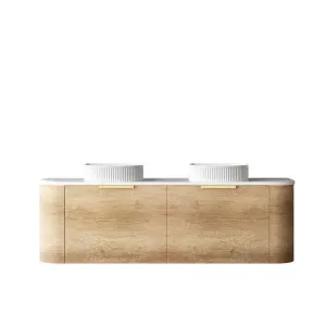 Bondi 1500mm Natural Oak Wall Hung Curve Vanity with Pure White Top by Otti Australia, a Vanities for sale on Style Sourcebook
