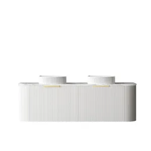 Bondi 1500mm Satin White Fluted Wall Hung Curve Vanity with Natural Carrara Marble Top by Otti Australia, a Vanities for sale on Style Sourcebook