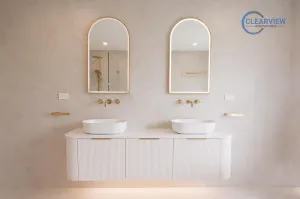 Bondi 1800mm Satin White Fluted Wall Hung Curve Vanity with Pure White Top by Otti Australia, a Vanities for sale on Style Sourcebook