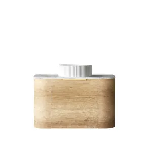 Bondi 750mm Natural Oak Wall Hung Curve Vanity with Matte White Top by Otti Australia, a Vanities for sale on Style Sourcebook