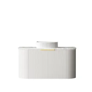 Bondi 900mm Satin White Fluted Wall Hung Curve Vanity with Natural Carrara Marble Top by Otti Australia, a Vanities for sale on Style Sourcebook