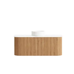 Bondi Fluted 1200mm Woodland Oak Curve Vanity with Matte White Top by Otti Australia, a Vanities for sale on Style Sourcebook