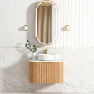 Bondi Fluted 750mm Woodland Oak Curve Vanity with Pure White Top by Otti Australia, a Vanities for sale on Style Sourcebook