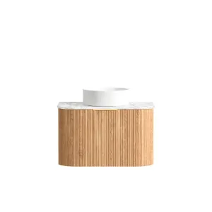 Bondi Fluted 750mm Woodland Oak Curve Vanity with Natural Carrara Marble Top by Otti Australia, a Vanities for sale on Style Sourcebook