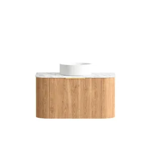 Bondi Fluted 900mm Woodland Oak Curve Vanity with Natural Carrara Marble Top by Otti Australia, a Vanities for sale on Style Sourcebook
