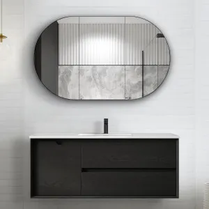 Byron 1200mm Black Oak Wall Hung Vanity with Natural Carrara Marble Top by Otti Australia, a Vanities for sale on Style Sourcebook