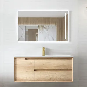 Byron 1200mm Natural Oak Wall Hung Vanity with Pure White Top by Otti Australia, a Vanities for sale on Style Sourcebook