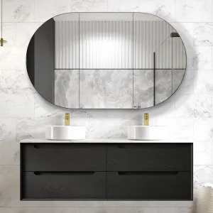Byron 1500mm Black Oak Wall Hung Vanity with Pure White Top by Otti Australia, a Vanities for sale on Style Sourcebook