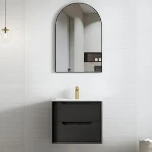 Byron 600mm Black Oak Wall Hung Vanity with Undermount Natural Carrara Marble Top & Basin by Otti Australia, a Vanities for sale on Style Sourcebook