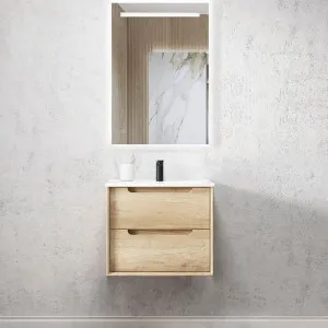Byron 600mm Natural Oak Wall Hung Vanity with Matte White Top by Otti Australia, a Vanities for sale on Style Sourcebook