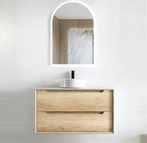Byron 900mm Natural Oak Wall Hung Vanity with Cloudy Carrara Top by Otti Australia, a Vanities for sale on Style Sourcebook