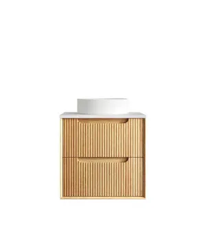 Byron Fluted 600mm Woodland Oak Wall Hung Vanity with Cloudy Carrara Top by Otti Australia, a Vanities for sale on Style Sourcebook