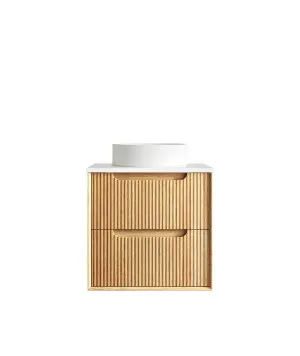 Byron Fluted 600mm Woodland Oak Wall Hung Vanity with Pure White Top by Otti Australia, a Vanities for sale on Style Sourcebook