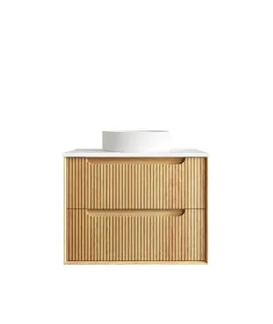 Byron Fluted 750mm Woodland Oak Wall Hung Vanity with Pure White Top by Otti Australia, a Vanities for sale on Style Sourcebook