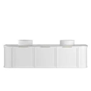 Hampshire 1800mm Satin White Wall Hung Curve Vanity with Cloudy Carrara Top by Otti Australia, a Vanities for sale on Style Sourcebook