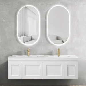 Hampton Mark II 1500mm Satin White Wall Hung Vanity With Undermount Natural Carrara Marble Top & Basin by Otti Australia, a Vanities for sale on Style Sourcebook