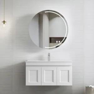 Hampton Mark II 900mm Satin White Wall Hung Vanity with Ceramic Top by Otti Australia, a Vanities for sale on Style Sourcebook