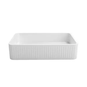 Hudson Square 520x320x120 Concrete Fluted White Basin by Otti Australia, a Basins for sale on Style Sourcebook