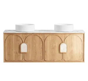 Laguna Mk II 1500mm Natural Woodland Oak Wall Hung Vanity with Natural Carrara Marble Top by Otti Australia, a Vanities for sale on Style Sourcebook