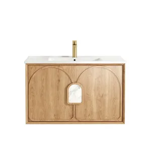 Laguna Mk II 900mm Natural Woodland Oak Wall Hung Vanity with Ceramic Top by Otti Australia, a Vanities for sale on Style Sourcebook