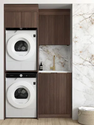Laundry Kit 1305C Havana Sable Walnut Fluted with Matte White Top by Otti Australia, a Cabinetry for sale on Style Sourcebook