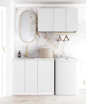 Laundry Kit 1715A Bondi White with Natural Carrara Marble Top by Otti Australia, a Cabinetry for sale on Style Sourcebook