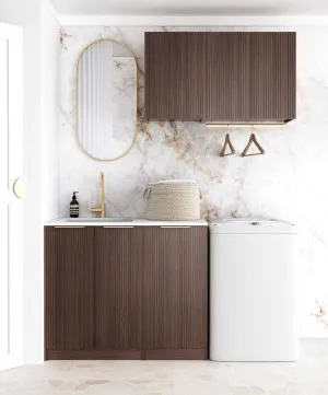 Laundry Kit 1715A Havana Sable Walnut Fluted with Matte White Top by Otti Australia, a Cabinetry for sale on Style Sourcebook