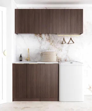 Laundry Kit 1715B Havana Sable Walnut Fluted with Pure White Top by Otti Australia, a Cabinetry for sale on Style Sourcebook